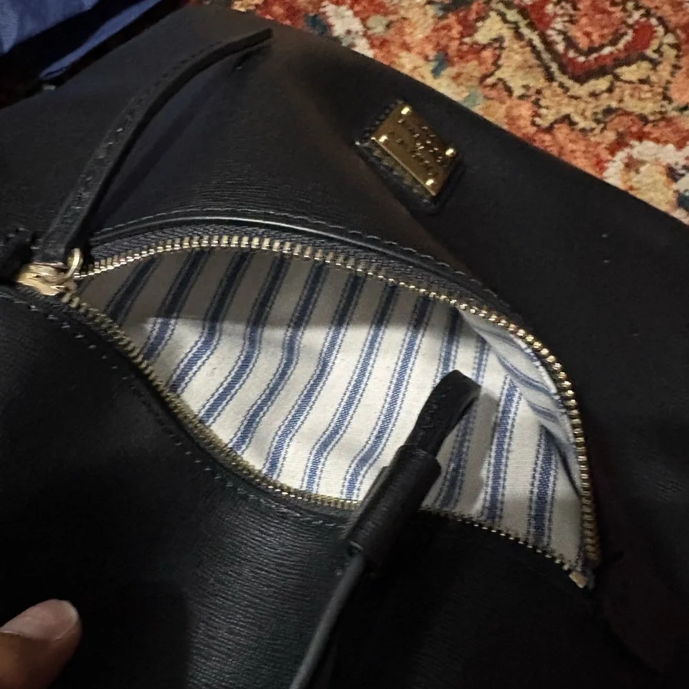 Dooney & Bourke Black Leather Drawstring Backpack - Picture 4 of 6